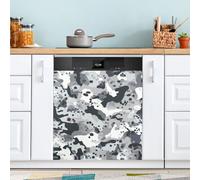 Aimant de lave-vaisselle imprimé léopard gris foncé pour porte avant, grand panneau décoratif en métal pour cuisine, lave-vaisselle, réfrigérateur, autocollant décoratif magnétique 58 x 66 cm