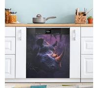 Aimant de lave-vaisselle motif rhinocéros noirs pour porte avant, grand panneau décoratif en métal pour cuisine, lave-vaisselle, réfrigérateur, autocollant décoratif magnétique 58 x 66 cm