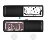 Aimant de Lave-Vaisselle pour Clean Dirty, Universel Indicateur de Signe pour Lave-Vaisselle Réfrigérateur Laveuse Sécheuse, Aimants Puissants, Conception de Diapositives, Élégant Motif Floral, Noir