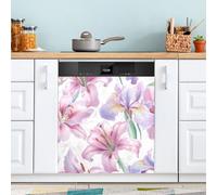 Aimant de lave-vaisselle pour porte avant, grand panneau décoratif en métal pour cuisine, lave-vaisselle, réfrigérateur, autocollant décoratif magnétique, motif fleurs aquarelle, 0i, 58 x 66 cm