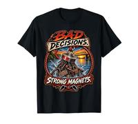 Aimant de pêche Bad Decisions Aimants puissants T-Shirt
