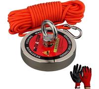Aimant de pêche de récupération, 1100LBS de traction, 15m de corde, rouge