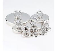 Aimant de pêche en néodyme Super fort, crochet N52, aimant de terres rares robuste avec boulon à œil à trou fraisé, aimant de récupération 16-90mm SNJ25