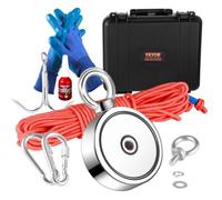 VEVOR Aimant de Pêche Double Face Super Puissants Capacité 272x2 kg Kit de Pêche à l’Aimant en Néodyme avec Corde Crochet Paire de Gants et Étui pour Pêche Magnétique et Chasse au Trésor sous l'Eau