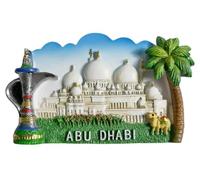 Aimant de réfrigérateur 3D Abu Dhabi Emirats Arabes Unis - Souvenir de voyage - Attractions de la ville - Aimant décoratif tridimensionnel pour la maison et la cuisine
