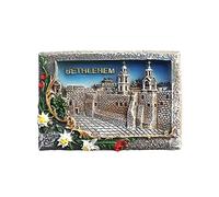 Aimant de réfrigérateur 3D Bethléem Palestine - Cadeau souvenir - Fait à la main - Décoration de maison et de cuisine - Collection Bethléem