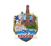 Aimant de réfrigérateur 3D Bruges Belgique - Cadeau souvenir - En résine - Fait à la main