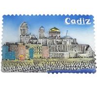 Aimant de réfrigérateur 3D Cadix Espagne Souvenir touristique Décoration de réfrigérateur Aimant peint à la main Artisanat