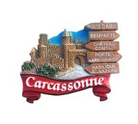 Aimant de réfrigérateur 3D Carcassonne France - Cadeau souvenir de voyage en résine