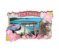 Aimant de réfrigérateur 3D classique en bois Okinawa Japon - Fait à la main - Souvenir de voyage - Décoration de collection - 1148