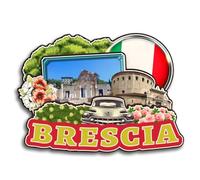 Aimant de réfrigérateur 3D en bois Brescia Lombardie Italie Souvenirs de voyage faits à la main pour réfrigérateur, décoration d'intérieur, cadeau