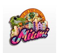 Aimant de réfrigérateur 3D en bois Miami Floride USA Amérique Souvenirs de voyage faits à la main pour réfrigérateur, décoration d'intérieur, cadeau