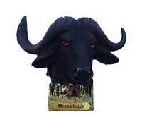 Aimant de réfrigérateur 3D en forme de bœuf sauvage du Mozambique Afrique - Cadeau de voyage pour la maison, la cuisine, le réfrigérateur - Décoration magnétique - Collection d'artisanat