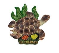 Aimant de réfrigérateur 3D en forme de tortue de mer Saint Thomas USA - Cadeau souvenir - En résine - Fait à la main - Décoration de maison et de cuisine