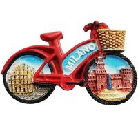 Aimant de réfrigérateur 3D en forme de vélo Milan Italie Souvenir de voyage Cuisine Aimant de réfrigérateur Décoration peinte à la main Artisanat