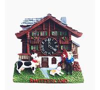 Aimant de réfrigérateur 3D en forme d'horloge coucou en Suisse - Souvenir de voyage - Cadeau souvenir de voyage - Décoration de cuisine - Autocollant magnétique - Collection Craft