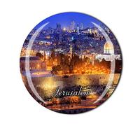 Aimant de réfrigérateur 3D Jérusalem en verre de cristal, souvenir de voyage, cadeau de collection, autocollant magnétique pour la maison, la cuisine