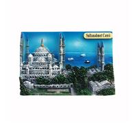 Aimant de réfrigérateur 3D Mosquée bleue d'Istanbul Turquie - Souvenir de voyage - Décoration de réfrigérateur - Autocollant magnétique peint à la main