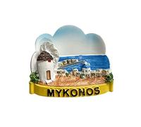 Aimant de réfrigérateur 3D Mykonos Grèce - Cadeau souvenir - En résine - Fait à la main - Pour la maison et la cuisine
