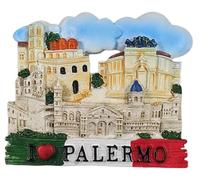 Aimant de réfrigérateur 3D Palerme Sicile Italie Souvenir touristique Cuisine Réfrigérateur Décoration Résine Peint à la Main Collection Artisanat