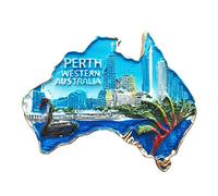 Aimant de réfrigérateur 3D Perth Australie - Souvenir de voyage - Décoration de maison et de cuisine - Aimant de réfrigérateur d'Australie en provenance de Chine