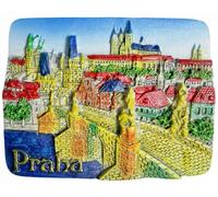 Aimant de réfrigérateur 3D Prague République tchèque Souvenir touristique République Tchèque Aimant décoratif pour réfrigérateur Peint à la main Artisanat