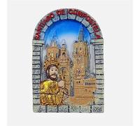 Aimant de réfrigérateur 3D Santiago de Compostelle Espagne - Cadeau souvenir - En résine - Fait à la main - Santiago de Compostelle - Collection de décoration pour la maison et la cuisine