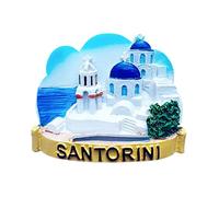 Aimant de réfrigérateur 3D Santorini Grèce - Cadeau souvenir - En résine - Fait à la main - Collection de décoration pour la maison et la cuisine