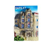 Aimant de réfrigérateur 3D Sarlat Dordogne France Souvenir de voyage Décoration de réfrigérateur Résine peinte à la main Collection artisanale