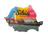 Aimant de réfrigérateur 3D Sibiu Transylvania Roumanie Souvenir de voyage Cadeau de voyage Cuisine Réfrigérateur Décoration Magnétique Décoration d'Artisanat Collection