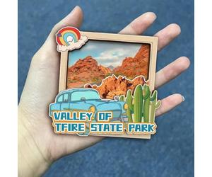 Aimant de réfrigérateur 3D Valley of Fire State Park Nevada USA en bois souvenir de voyage pour la maison, la cuisine, le tableau blanc