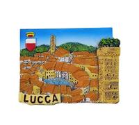 Aimant de réfrigérateur 3D Ville antique de Lucques Italie Souvenir de voyage Décoration de réfrigérateur Autocollant magnétique Collection artisanale