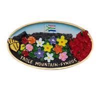 Aimant de réfrigérateur Afrique du Sud du Cap - Table Mountain et fleurs Fynbos - Aimant 3D souvenir - Décoration magnétique - Idée cadeau voyage collection L360
