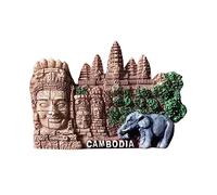 Aimant de réfrigérateur Angkor Wat Cambodge - Souvenir de voyage - Décoration 3D pour réfrigérateur - Autocollant magnétique peint à la main - Collection artisanale