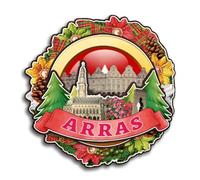 Aimant de réfrigérateur Arras Hauts-de-France France 3D en bois Souvenirs de voyage faits à la main pour décoration d'intérieur Collection Cadeau