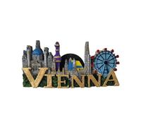 Aimant de réfrigérateur Autriche Vienne - Skyline avec roue panoramique et Stephansdom - Aimant 3D souvenir - Décoration magnétique de collection - Idée cadeau voyage collection L89