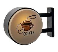 Aimant de réfrigérateur avec lampe à café - Mini LED néon - Décoration vintage avec lueur chaude pour cuisine, bar à domicile, bureau (rond)