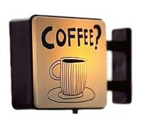 Aimant de réfrigérateur avec lampe à café - Mini LED néon - Décoration vintage avec lueur chaude - Pour cuisine, bar à domicile, bureau (carré)