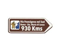Aimant de réfrigérateur bois/MDF - Via Francigena nel Sud - 930 km - Rome à Santa Maria di Leuca - Pèlerinage Italie - 8,5 x 3 cm