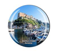 Aimant de réfrigérateur Bonifacio Citadel Corse France - Souvenir touriste en cristal - Collection cadeau magnétique pour réfrigérateur