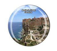 Aimant de réfrigérateur Bonifacio Citadel Corse France - Souvenir touriste en cristal - Collection cadeau magnétique pour réfrigérateur