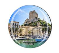 Aimant de réfrigérateur Bonifacio Citadel Corse France - Souvenir touriste en cristal - Collection cadeau magnétique pour réfrigérateur