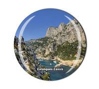 Aimant de réfrigérateur Calanques Cassis France - Souvenir touriste en cristal - Collection cadeau