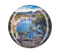 Aimant de réfrigérateur Calanques Cassis France - Souvenir touriste en cristal - Collection cadeau
