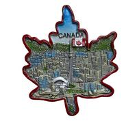 Aimant de réfrigérateur Canada Toronto - Feuille d'érable et horizon ville - Aimant 3D souvenir - Décoration magnétique de collection - Idée cadeau voyage collection L338