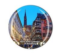 Aimant de réfrigérateur Cathédrale de Strasbourg France Notre Dame - Souvenir touristique en cristal - Collection cadeau