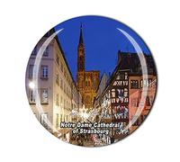 Aimant de réfrigérateur Cathédrale de Strasbourg France Notre Dame - Souvenir touristique en cristal - Collection cadeau