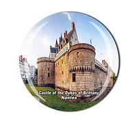 Aimant de réfrigérateur Château des Dukes de Bretagne Nantes France - Souvenir du tourisme en cristal - Collection cadeau magnétique pour réfrigérateur