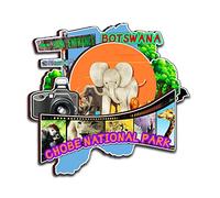 Aimant de réfrigérateur Chobe Parc national du Botswana en bois 3D monuments de voyage souvenirs de collection décoration fait à la main