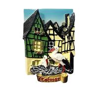 Aimant de réfrigérateur Colmar Alsace France 3D Souvenir de voyage Décoration de réfrigérateur Autocollant magnétique Peint à la main Collection Artisanat